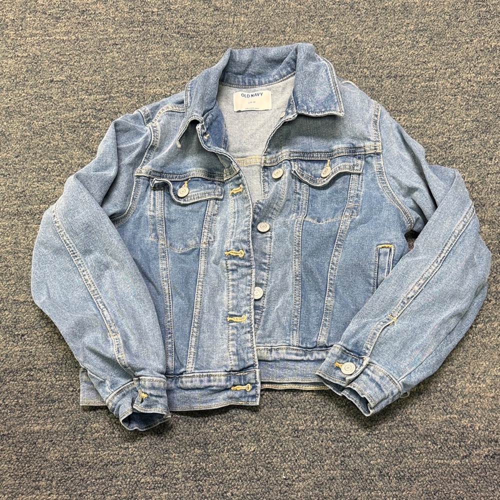 Old Navy youth girls Light Blue Denim Jacket with Chest Pockets size large